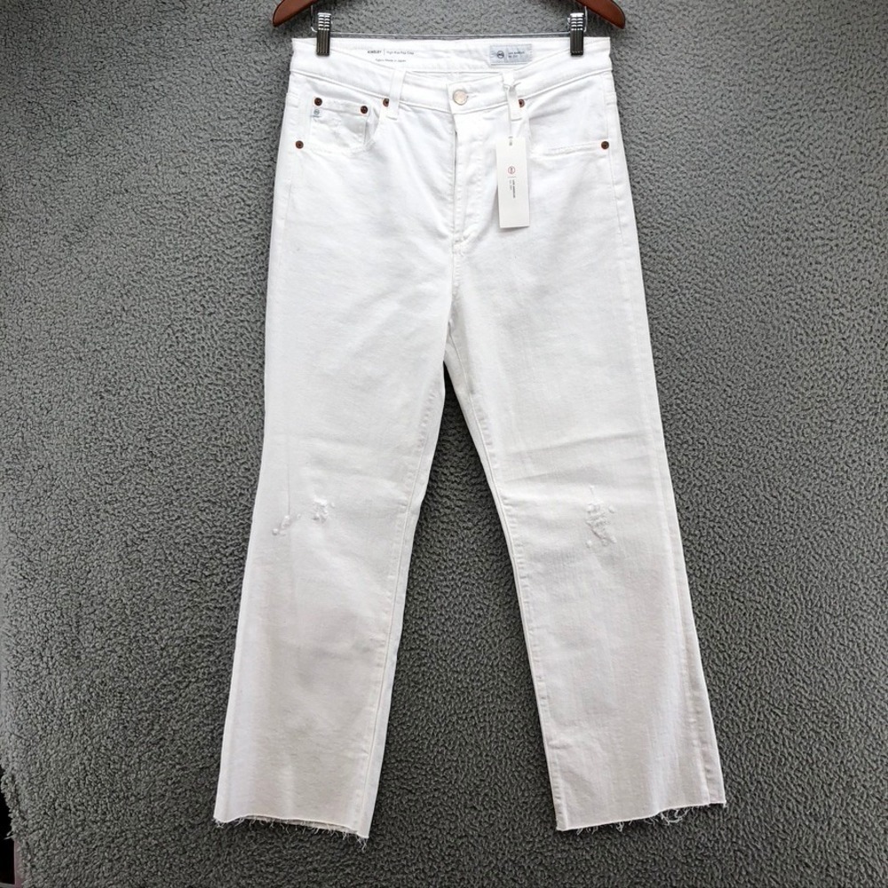 AG Adriano Goldschmied Kinsley Pop Crop Jeans Womens 31 12 White High Rise New
